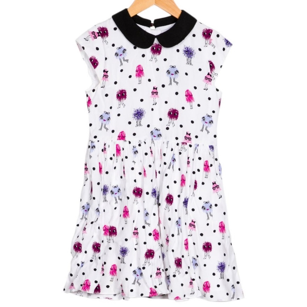 Kate Spade Kimberly Monster Print Pebble Crepe Dress Girls Sz 12